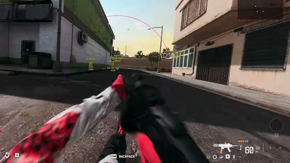 Screenshot showcasing how the game looks like to a Warzone player using a cheating program.